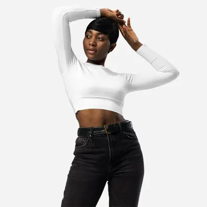 All-Over Print Long Sleeve Crop Top