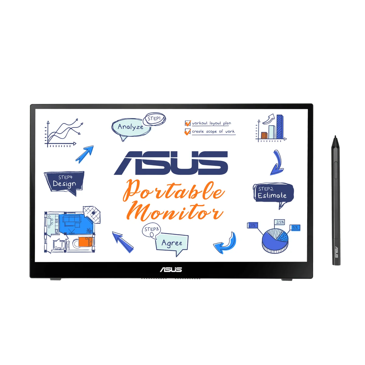 Alquila ASUS ZenScreen Ink MB14AHD - 14 Inch Portable USB Touch Monitor, Type-C, Micro HDMI, Auto Rotation, Lightweight , Kickstand, Tripod Base - IPS Panel desde 6,49 € al mes