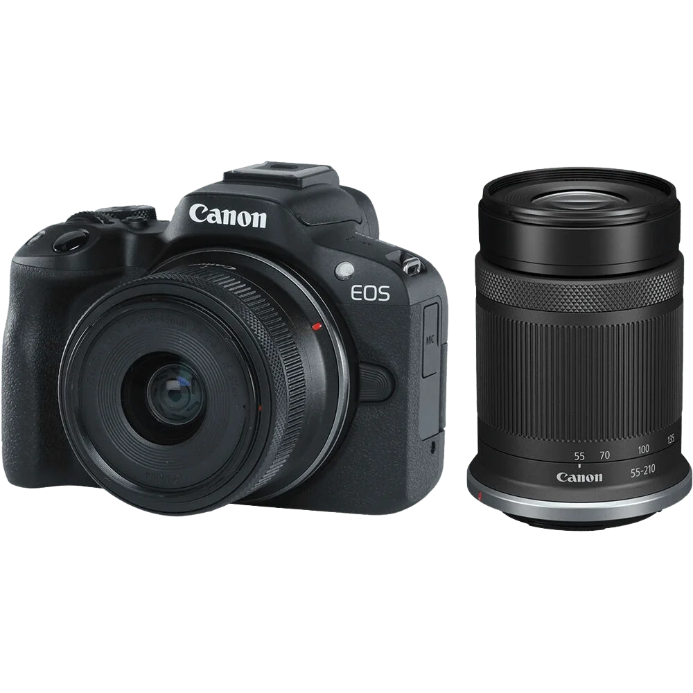 Kit Canon EOS R50 + RF-S 18-45mm f/4.5-6.3 IS STM + RF-S 55-210mm f/5-7.1 IS STM